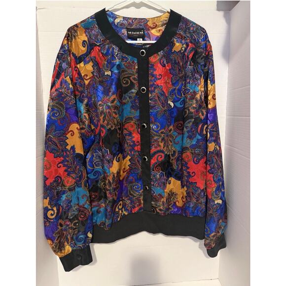 Vintage Notations Top Womens 18W Paisley Satin Blouse 90s - Picture 2 of 9